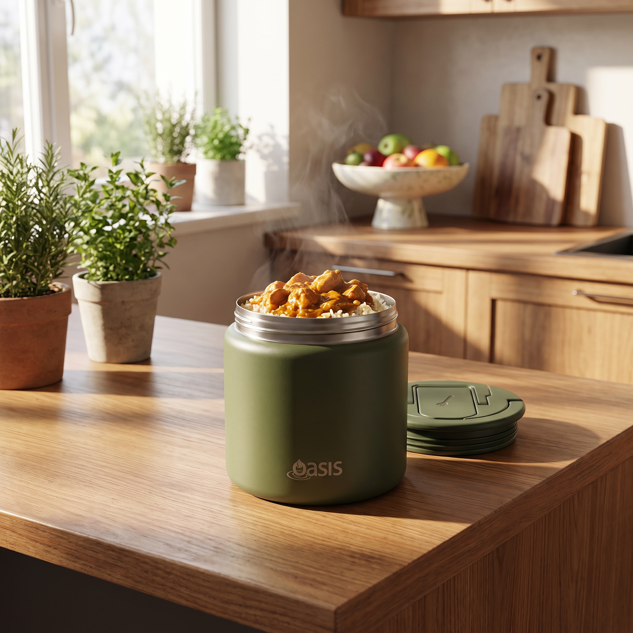 Oasis Stainless Steel Food Jar (700ml) - forest green
