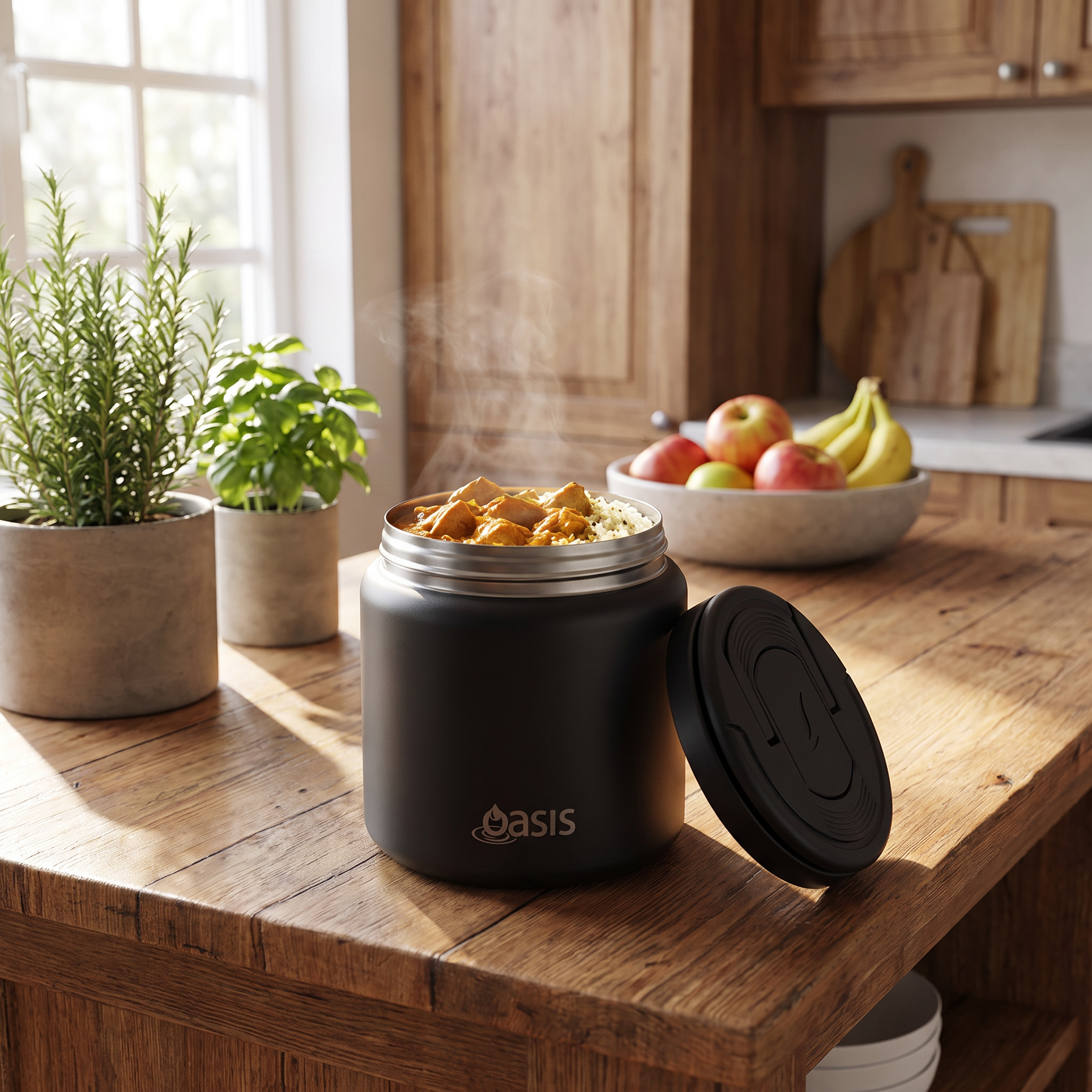 Oasis Stainless Steel Food Jar (700ml) - black