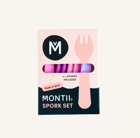 pink and purple spork set by montiico