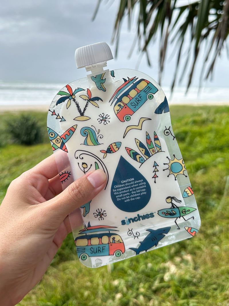 surfing reusable food pouch