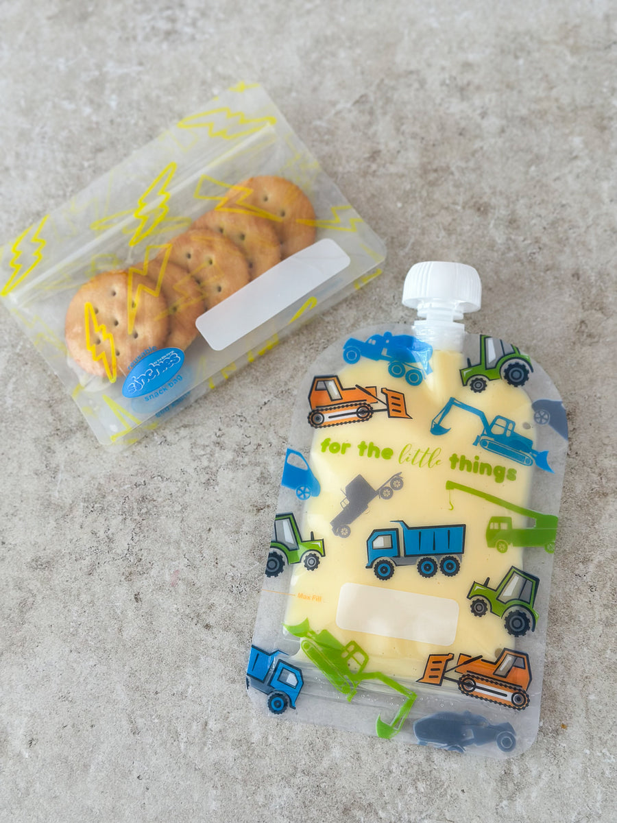 Trucks and diggers reusable food pouch