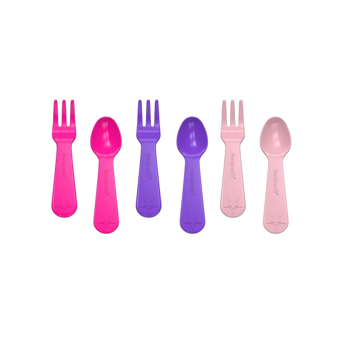 lunch punch fork and spoon set pink